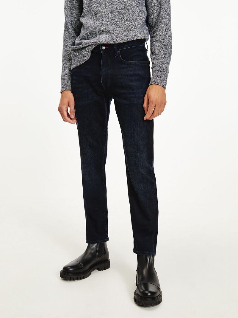 Férfi Tommy Hilfiger Denton straight fit dark wash Farmer Nadrág Kék | HU 1145SGL